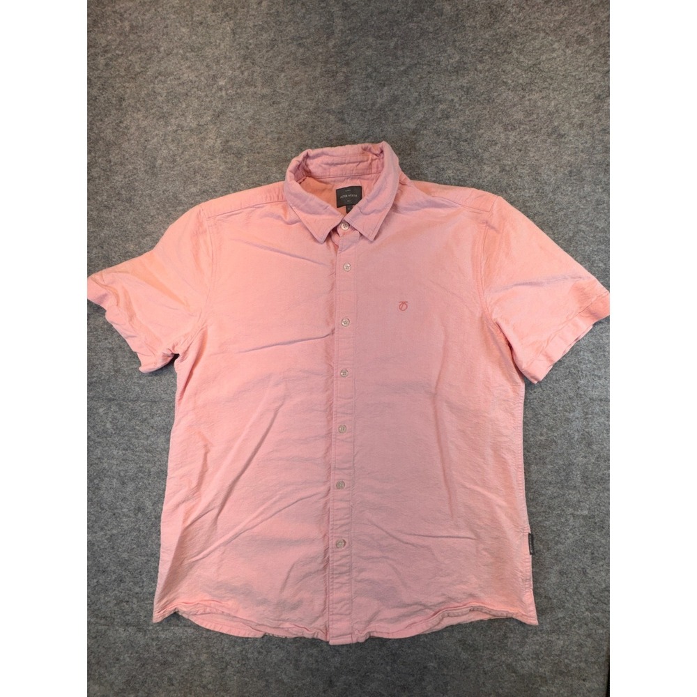 Peter Werth Mens XL Pink Short Sleeve Button Down Shirt Church PTK04180 Cotton